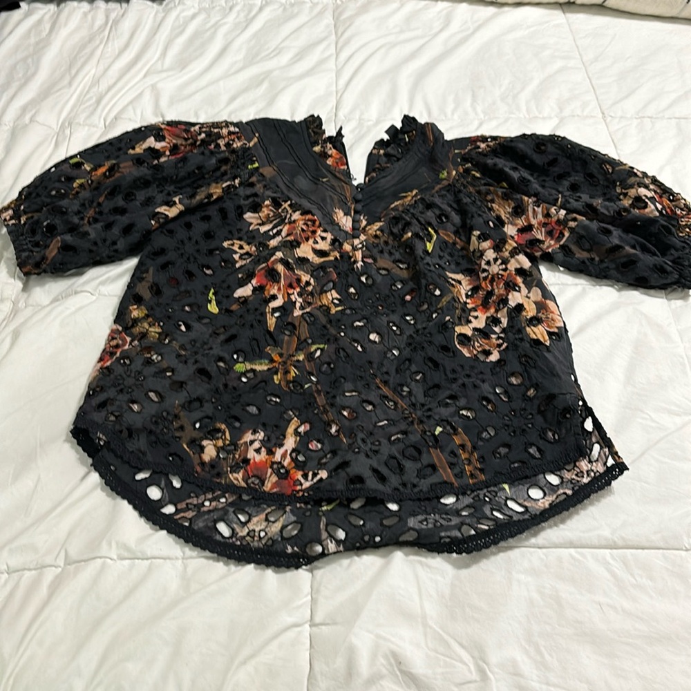 All Saints Black Floral Blouse